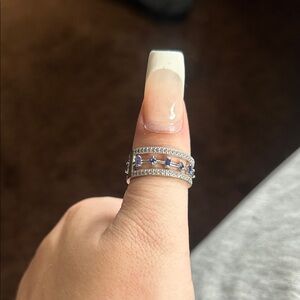 Elegant Silver and Blue Gemstone Ring
